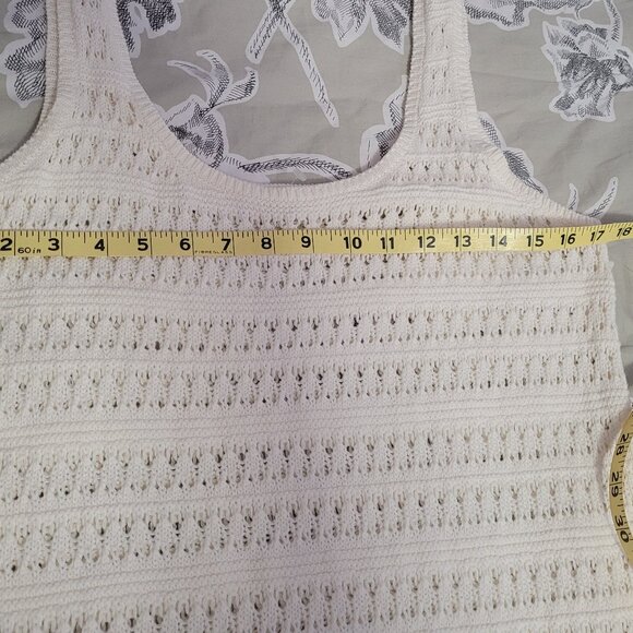 Old Navy Off White Cotton Knit Maxi Tank Dress Beach Swim Coverup Medium NWOT - Picture 7 of 9
